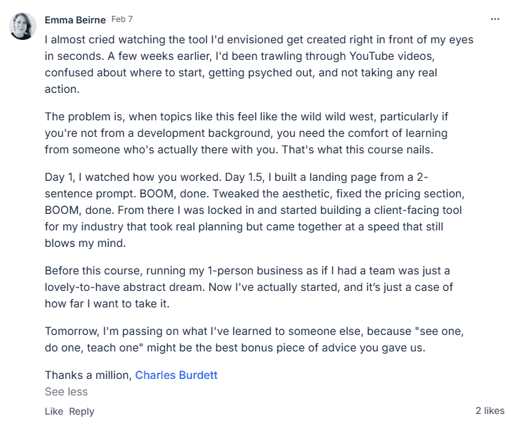 Emma Beirne testimonial