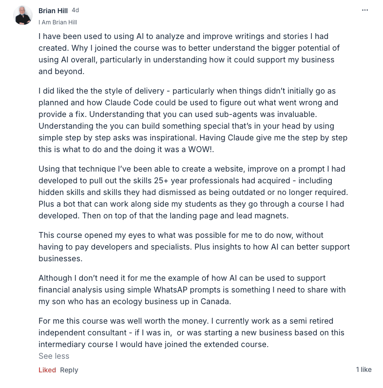 Brian Hill testimonial